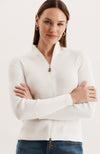 Cotton Ribbed Cardigan - White