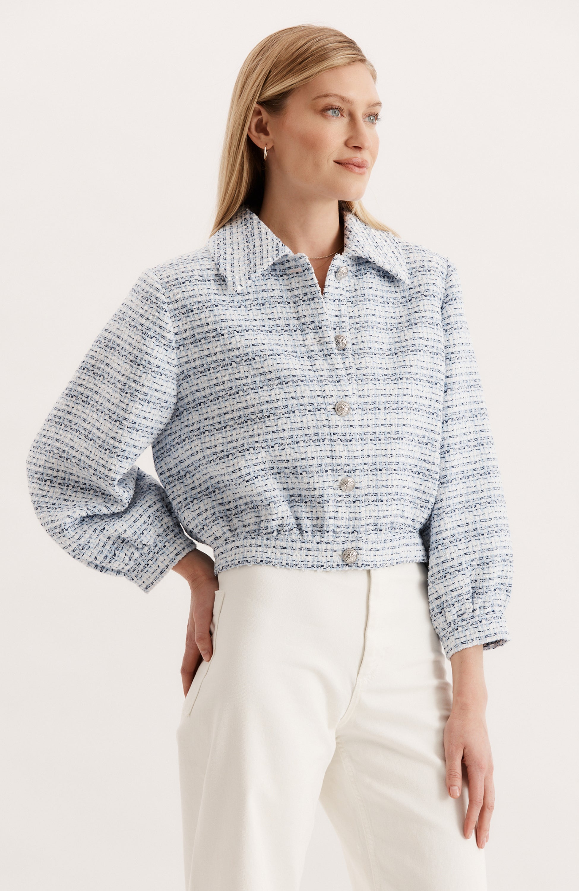 Harper Bouclé Jacket - Light Blue – tyler böe