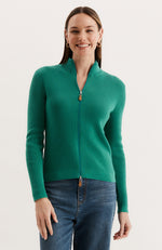 Cotton Ribbed Cardigan - Kelly Green