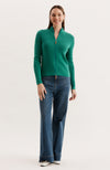 Cotton Ribbed Cardigan - Kelly Green