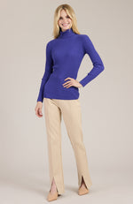 Cotton Cashmere Ribbed Turtleneck - Violet