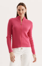 Cotton Ribbed Cardigan - Hot Pink