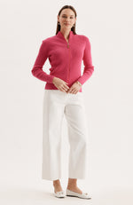 Cotton Ribbed Cardigan - Hot Pink