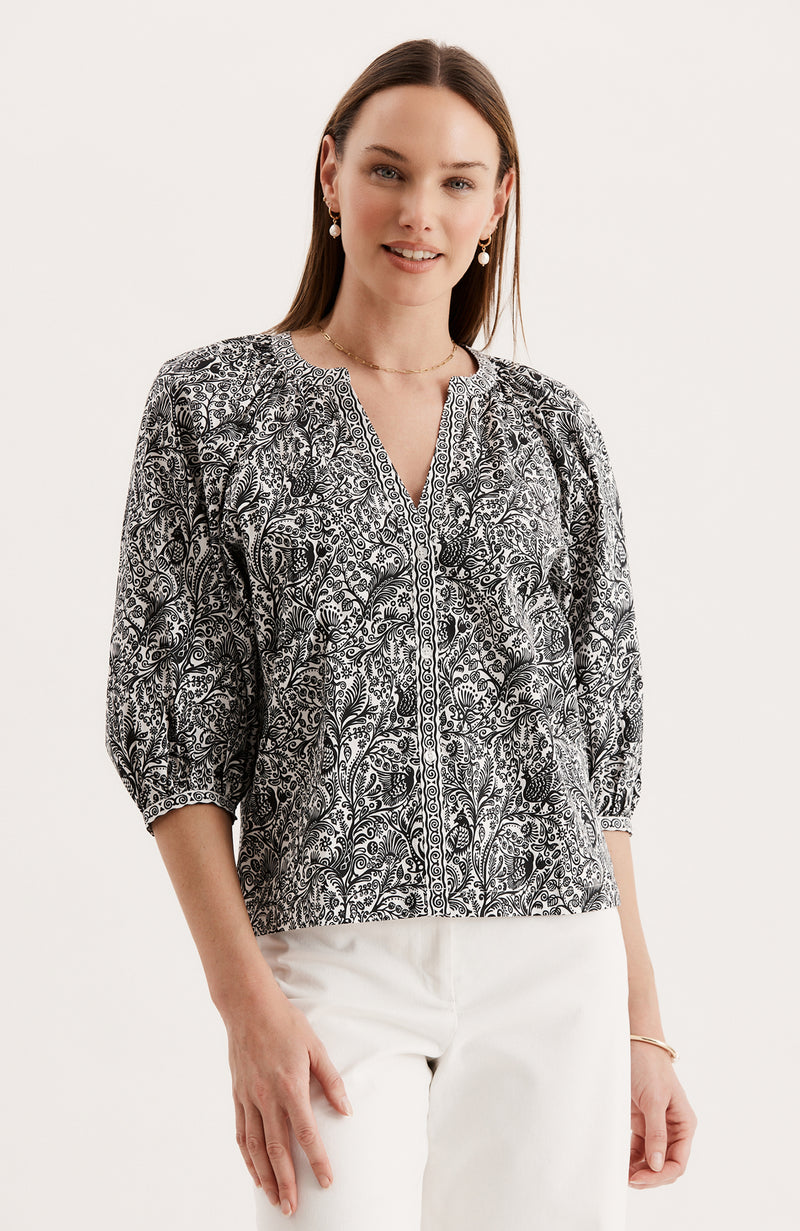 Harper Cotton Tropical Top - Tropical Tapestry