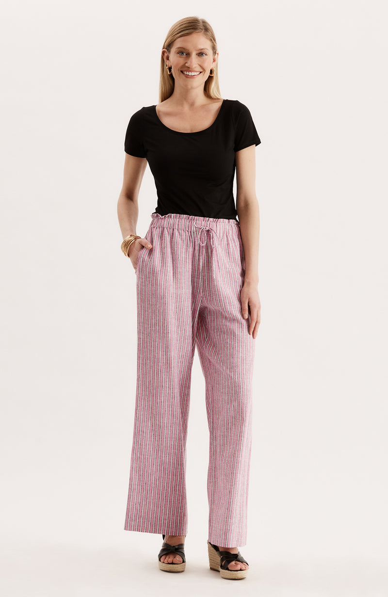 Palmer Striped Pant - Hot Pink