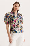 Jenna Cotton Watercolor Floral Top - Watercolor Floral