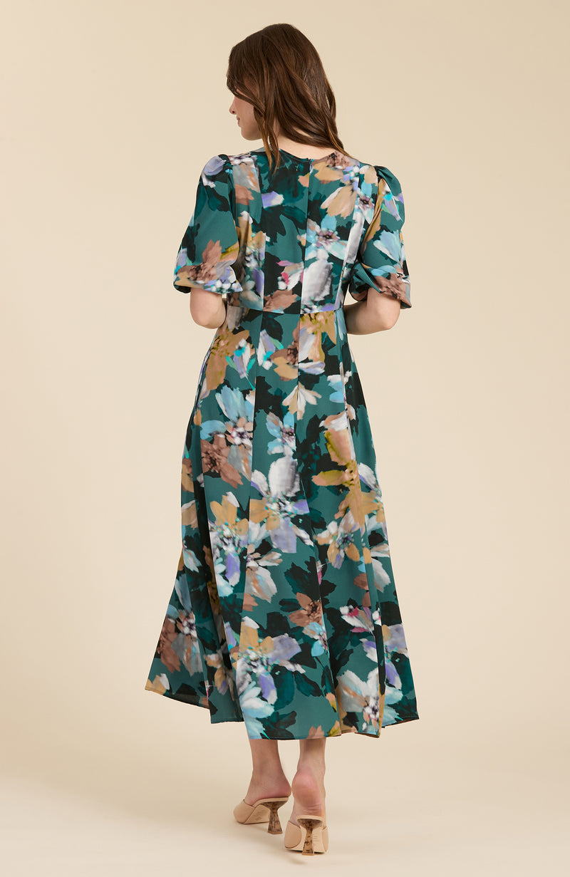 Frankie Silk Watercolor Floral Dress - Watercolor Floral