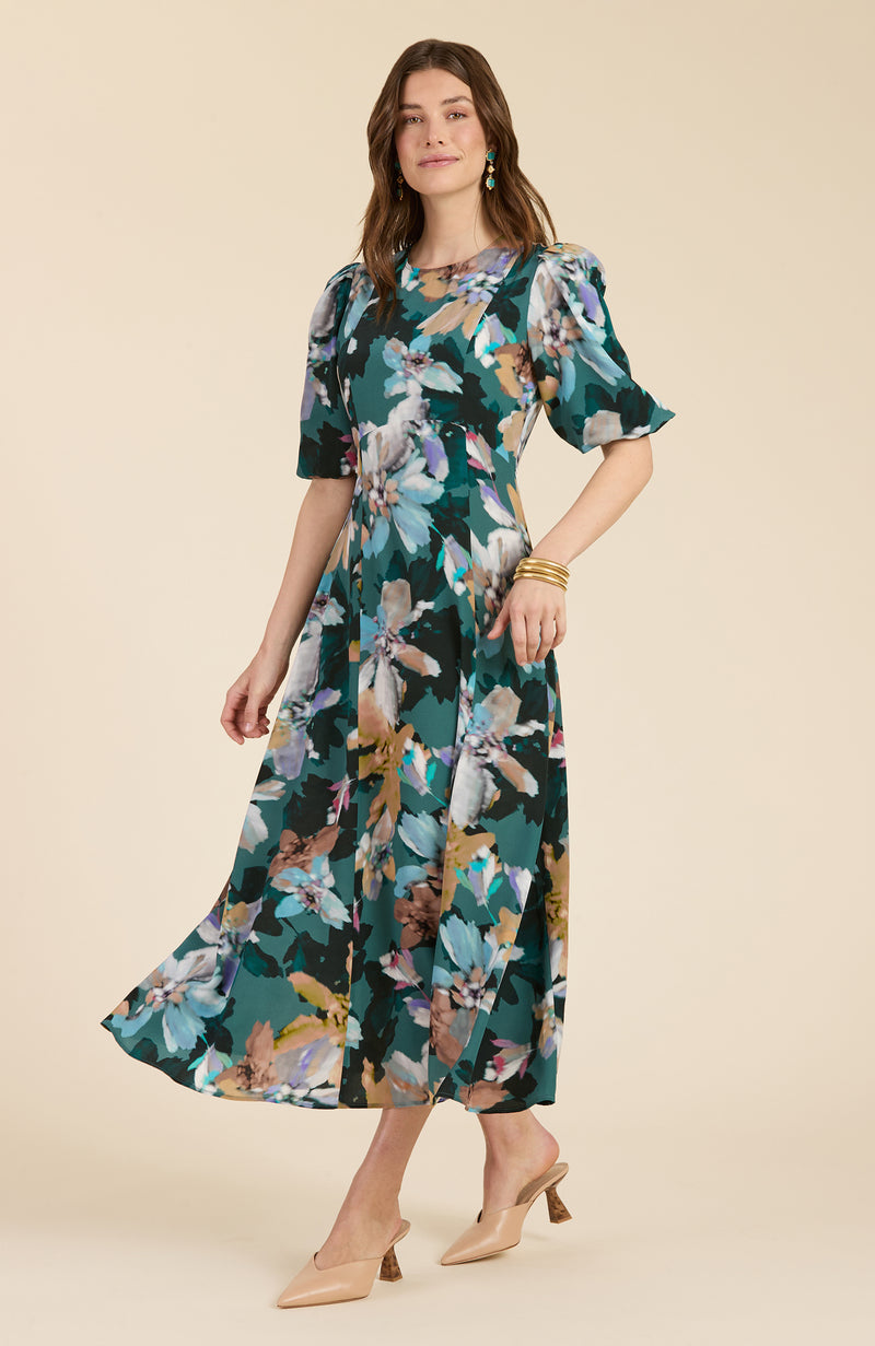 Frankie Silk Watercolor Floral Dress - Watercolor Floral