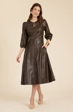 Paulette Vegan Leather Dress - Walnut