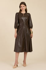 Paulette Vegan Leather Dress - Walnut