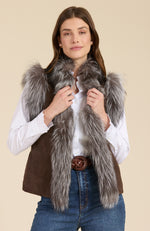 Fur Suede Vest - Walnut