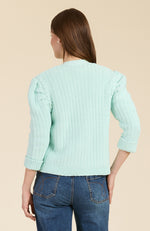 Cotton Blend Knit Cardigan - Lake Blue