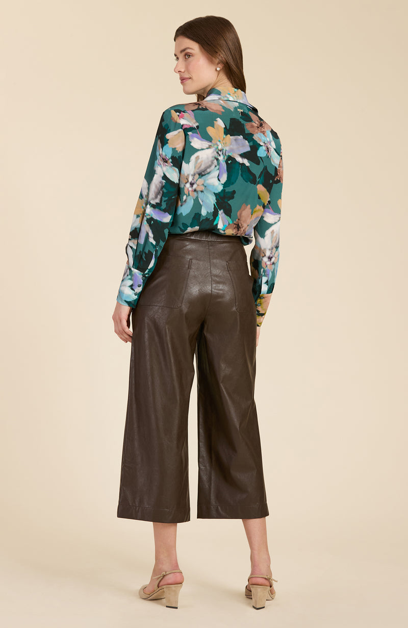 Payton Vegan Leather Cropped Pant - Walnut