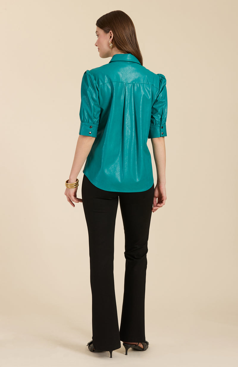 Alice Vegan Leather Shirt - Deep Lake