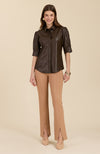 Alice Vegan Leather Shirt - Walnut