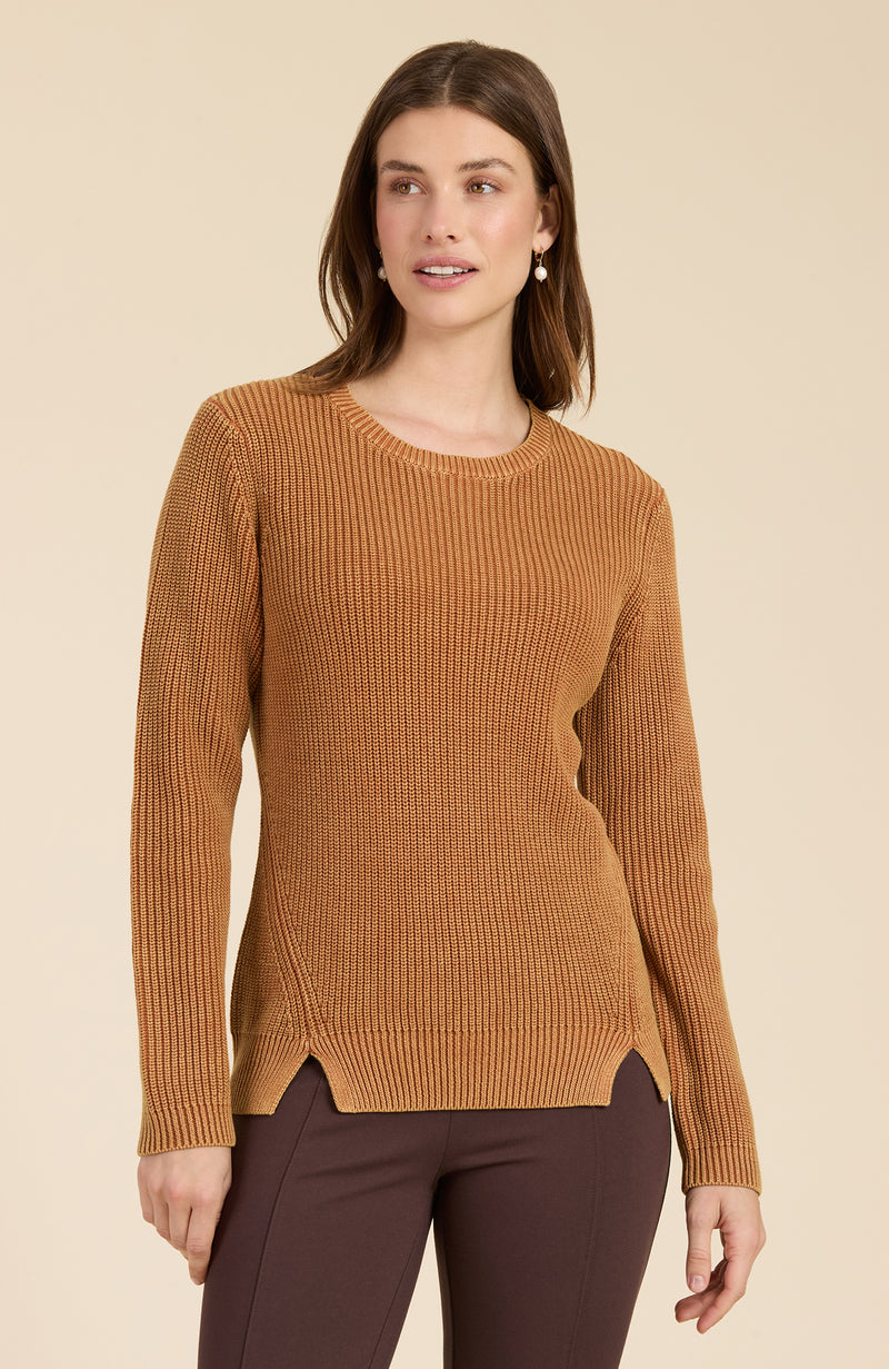 Mineral Wash Crew Neck Sweater - Chestnut