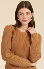 Mineral Wash Crew Neck Sweater - Chestnut