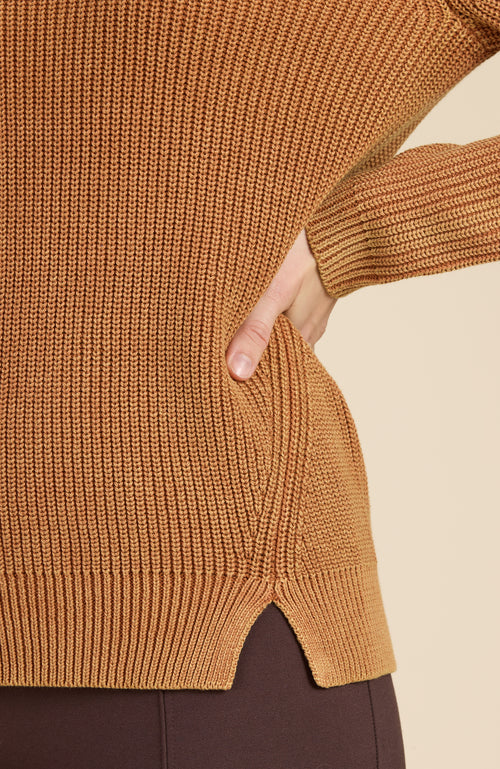 Mineral Wash Crew Neck Sweater - Chestnut