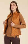 Faux Suede Moto Vest - Chestnut