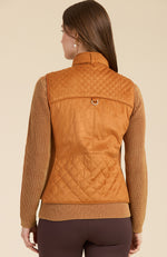 Faux Suede Moto Vest - Chestnut