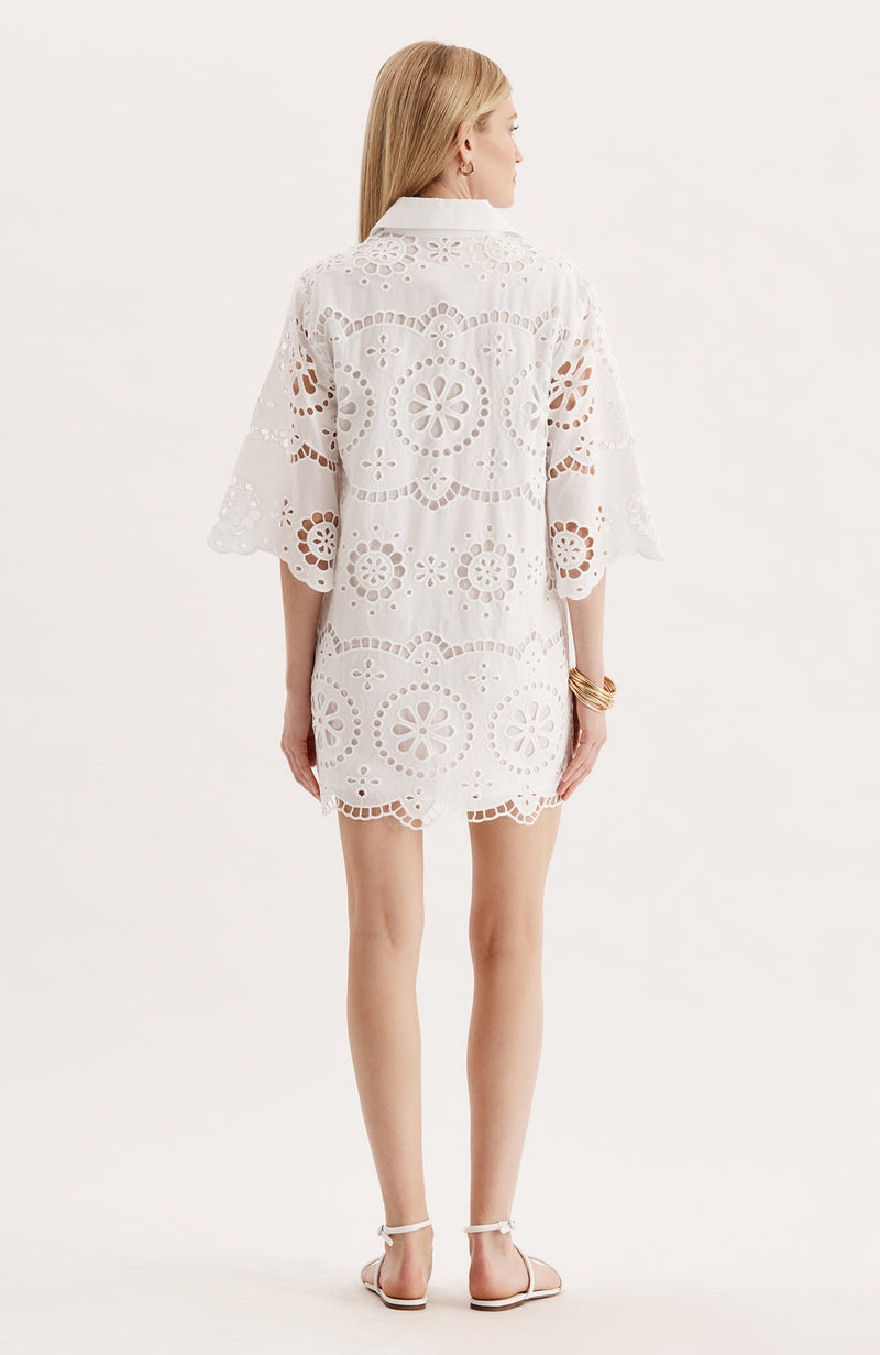 Penny Eyelet Tunic Dress - White