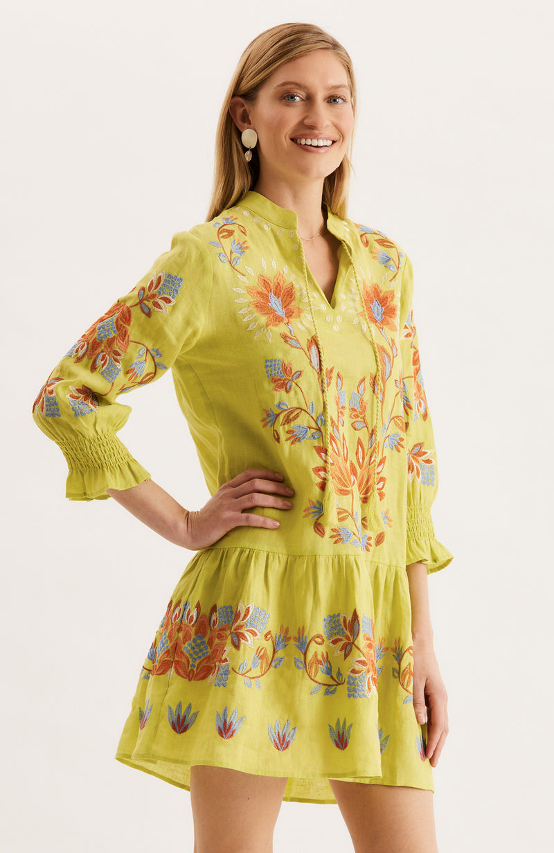 Niki Linen Dress - Wild Lime