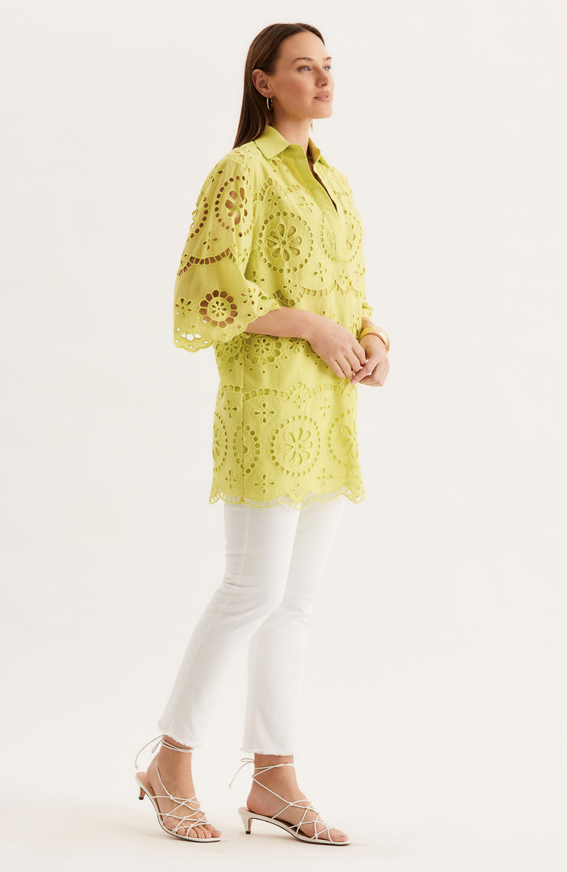 Penny Eyelet Tunic Dress - Wild Lime