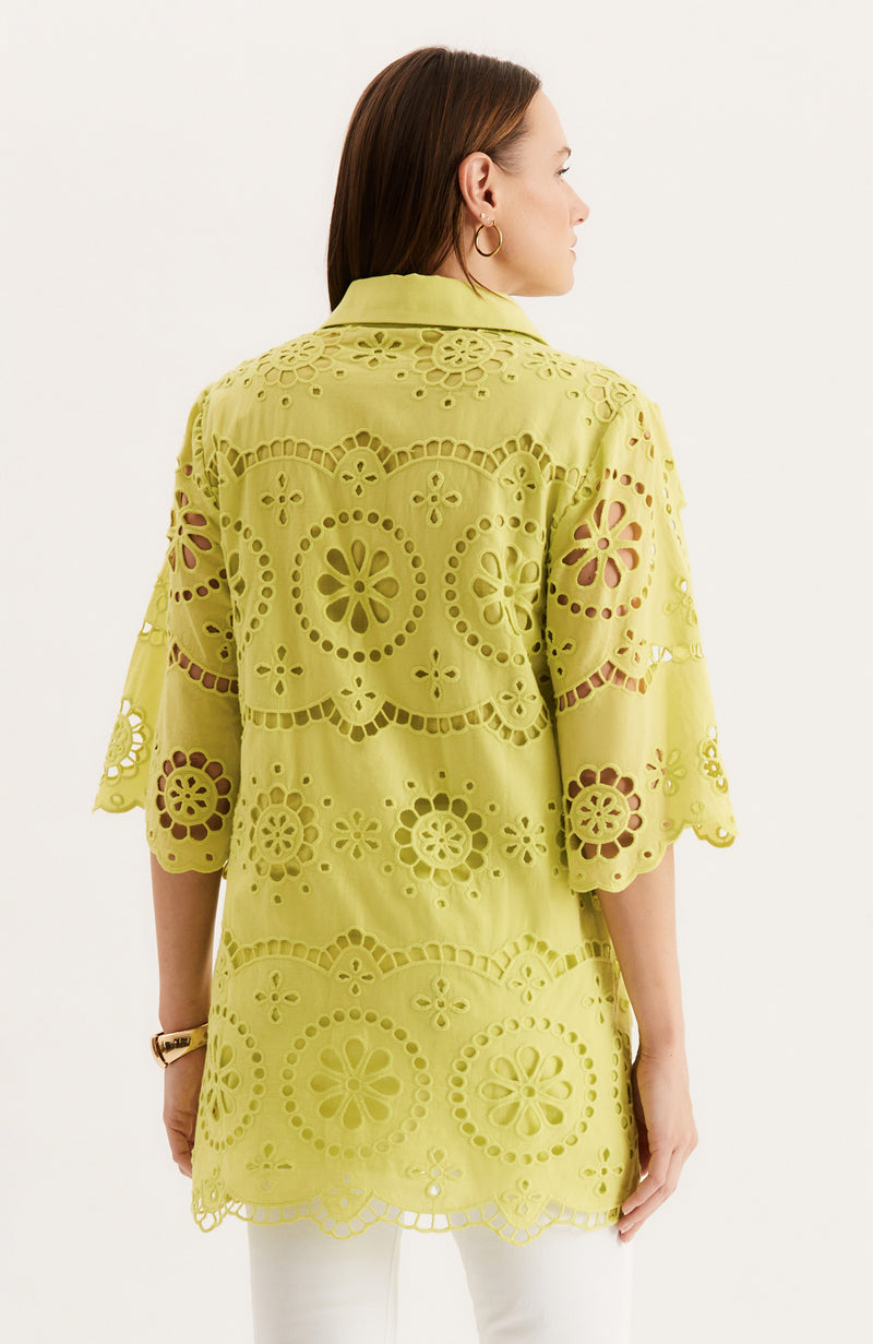 Penny Eyelet Tunic Dress - Wild Lime