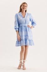 Nora Embroidered Dress - Porcelain