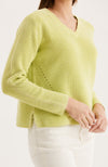 Mineral Wash V Neck Sweater - Wild Lime