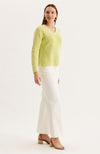 Mineral Wash V Neck Sweater - Wild Lime