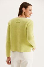 Mineral Wash V Neck Sweater - Wild Lime