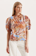 Jenna Cotton Blue Paisley Top - Blue Paisley