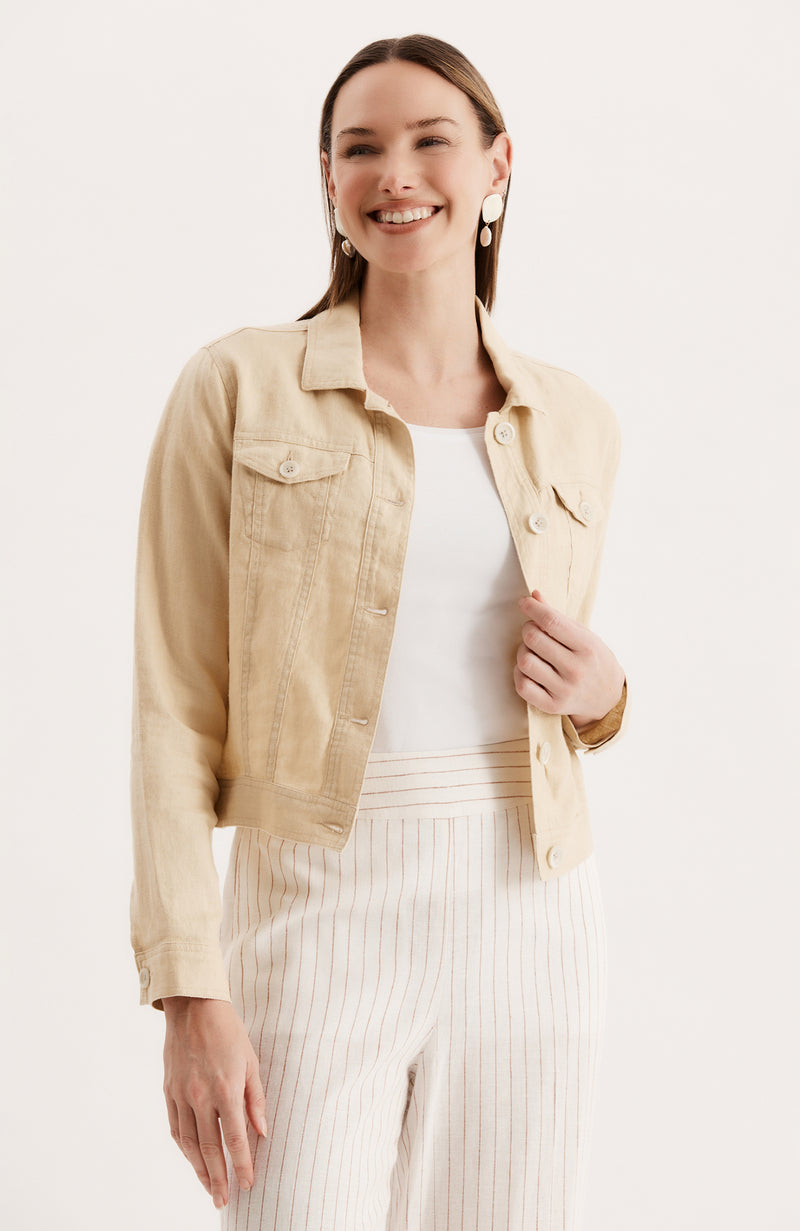 Corey Linen Jean Jacket - Beechwood