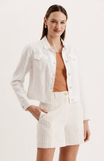 Corey Linen Jean Jacket - White