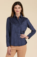 Faux Suede Club Shirt - Navy