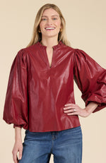 Ellery Vegan Leather Top - Cayenne