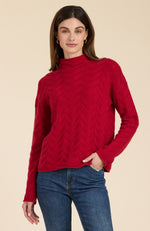 Cashmere Basketweave Sweater - Red Admiral