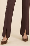 Margie Ponte Slit Front Pant - Walnut