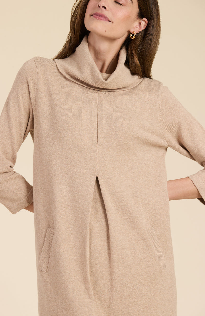 Kim Cotton Cashmere Dress - Light Camel