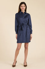 Ziva Faux Suede Shirtdress - Navy