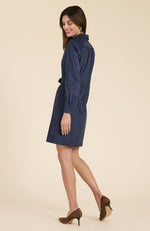 Ziva Faux Suede Shirtdress - Navy