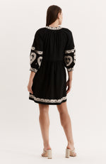 Carmen Embroidered Dress - Black