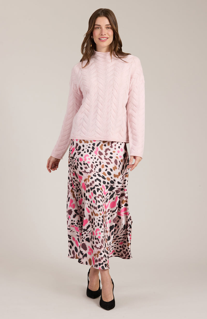 Edie Charmeuse Pink Cheetah Skirt - Pink Cheetah