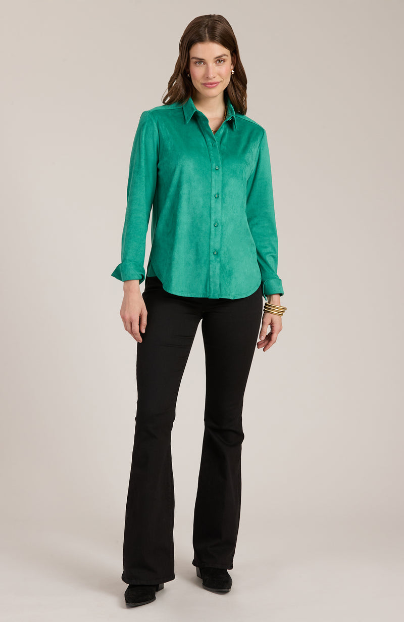 Faux Suede Club Shirt - Kelly Green