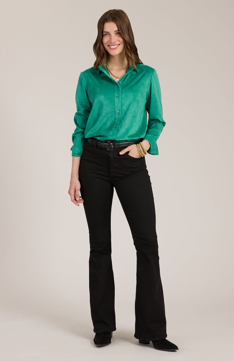 Faux Suede Club Shirt - Kelly Green