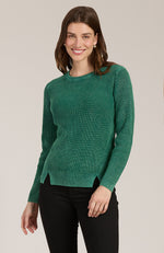 Mineral Wash Crew Neck Sweater - Dark Kelly