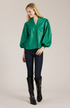 Ellery Vegan Leather Top - Kelly Green