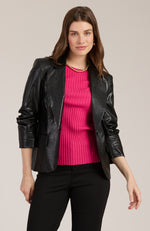 Taylor Vegan Leather Blazer - Black