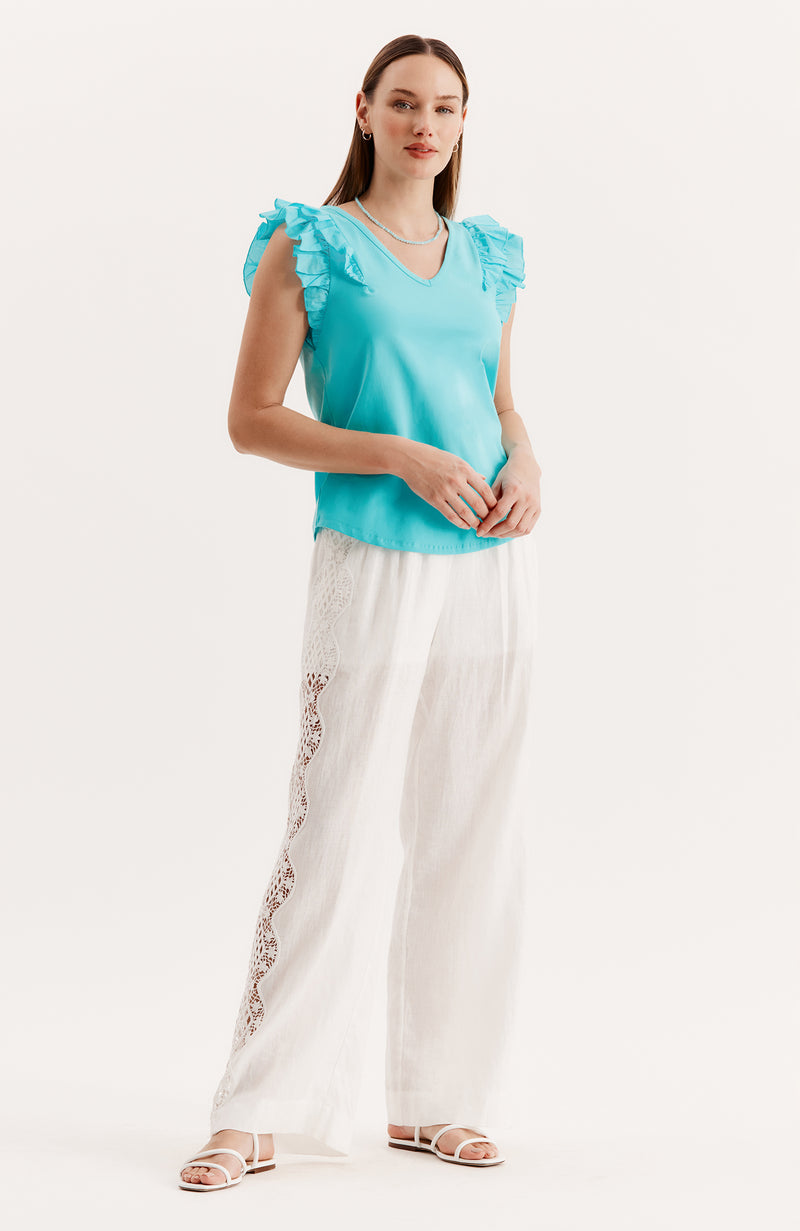 Emerson Ruffle Sleeve Tee - Aruba